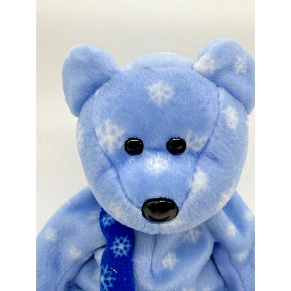 TY Beanie Baby Holiday Teddy 1999 Ice Blue Snowflake Bear Rare No Tags Plush